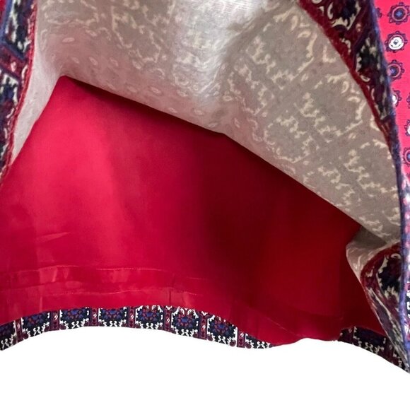 Talbots Career Work A-Line Skirt Size 14 Red Blue Geometric White Lined - Picture 3 of 7